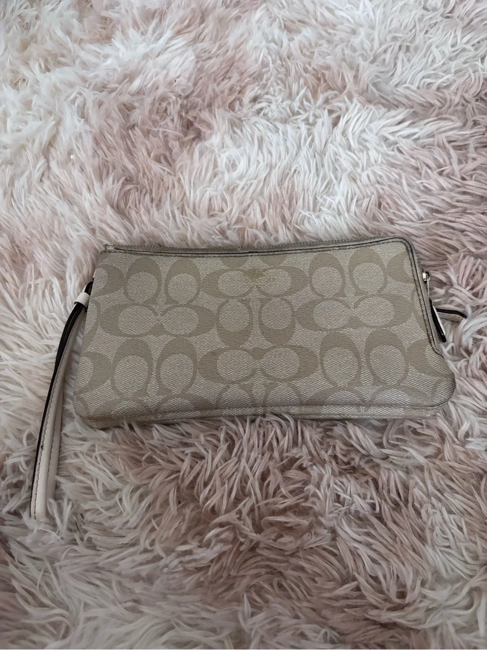 Coach Khaki/Tan Signature Canvas Wristlet with Gold Logo